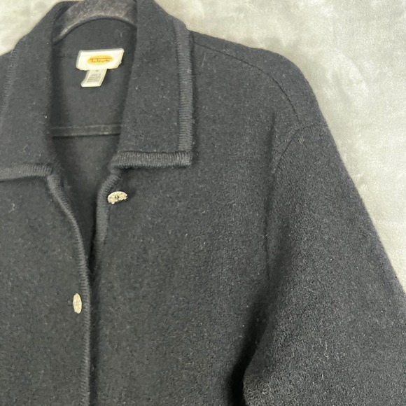 VTG Talbots Womens Cardigan Sweater Jacket Black 100% Wool Button Front  M - Picture 10 of 10